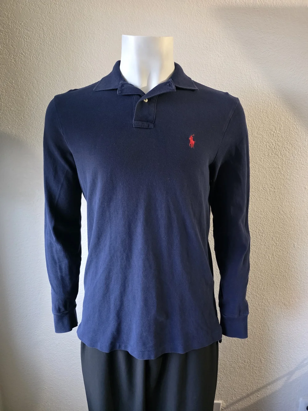 Polo by Ralph Lauren Navy Long-Sleeve Polo with Red Pony